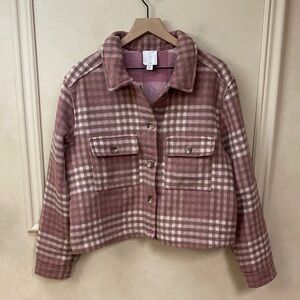 New! Joie Plaid Cropped Jacket Shacket  size XL